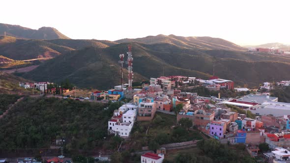 AERIAL: Guanajuato City and Mountains, Mexico (Flying Right)