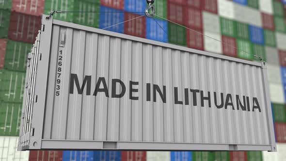 Loading Container with MADE IN LITHUANIA Caption