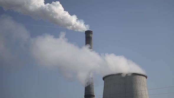 Smoke Comes From the Chimney. Air Pollution. Slow Motion. Ecology. Kyiv. Ukraine