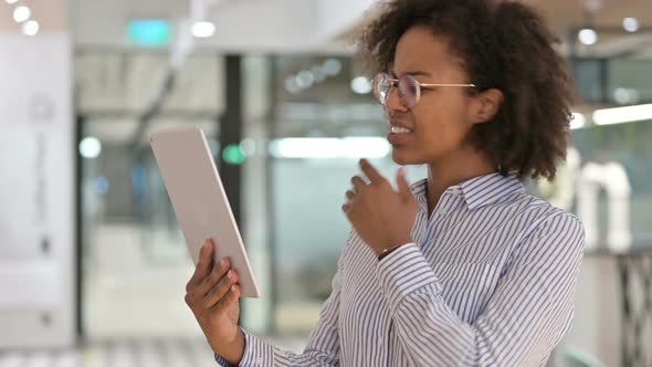 Young African Businesswoman Having Loss on Tablet 
