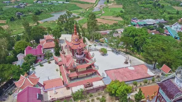 Drone Shows Backside View of Traditional Temple Territory