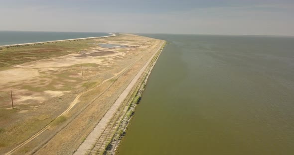 Aerial View of Tuzly Estuary National Nature Park Near By Black Sea Coast, Ukraine