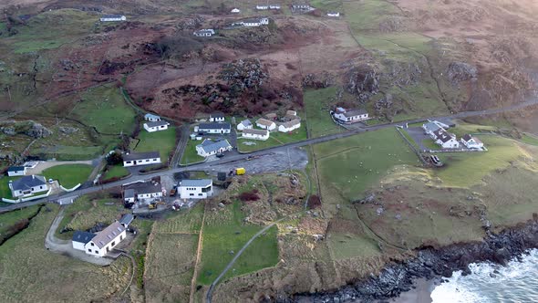 Aerial View of the Historic Folc Village in Glencolumbkille in County Donegal Republic of Irleand