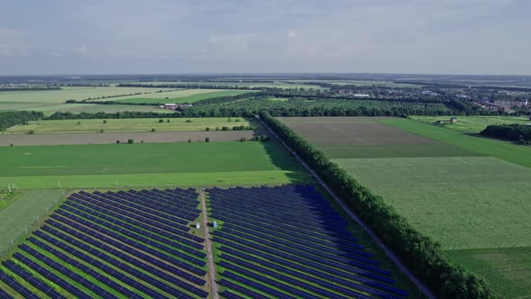 Ecology Solar Power Station Panels in the Fields Green Energy