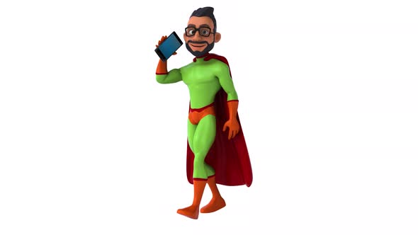 Fun 3D cartoon indian superhero with alpha