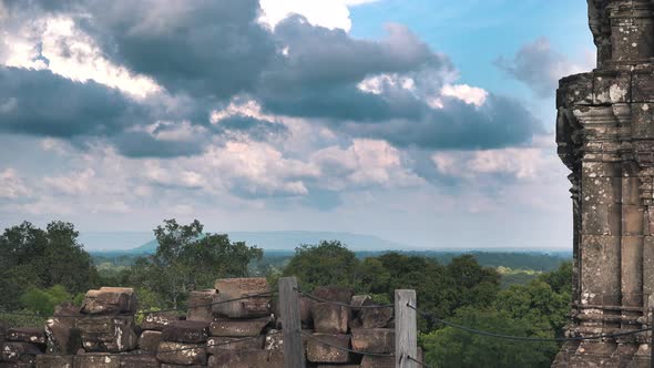 Time Lapse of the Cloudy Sky at Bakheng Temple Cambodia