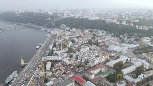 Cityscape of Kyiv, Ukraine. Aerial View, Slow Motion