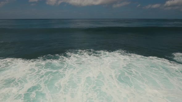 Water Surface with Big Waves Aerial View