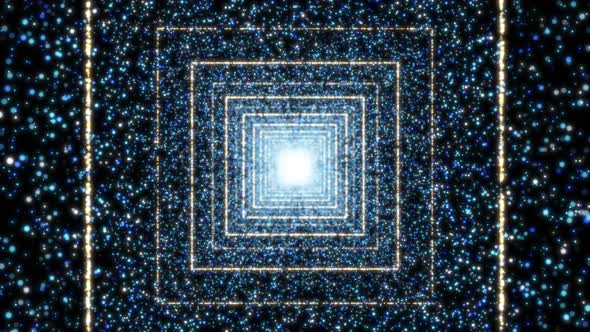 AI is recreating the futuristic square tunnel from memory in the dark background alt