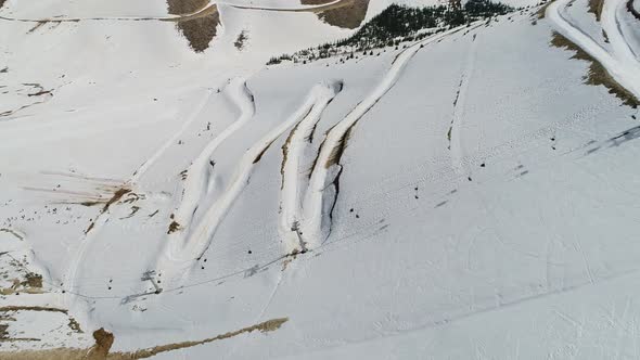 Snowy Mountains And Ski Center Aerial View 