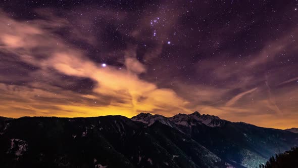 4K Timelapse Orion Constellation The Alps South Tyrol
