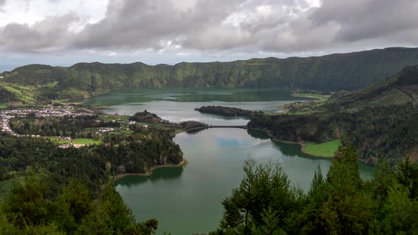 Lagoa Das Sete Cidades - Lakes and Town on Sao Miguel Island, Portuguese Archipelago of the Azores