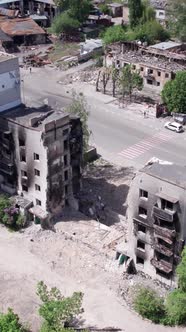 Vertical Video of a Wartorn House in Ukraine