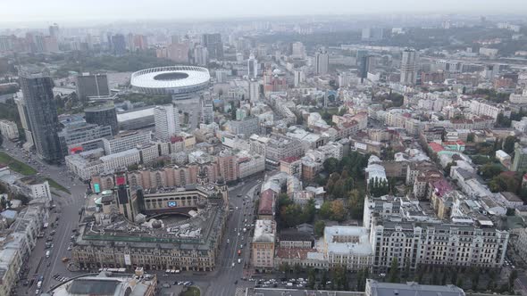 Cityscape of Kyiv, Ukraine. Aerial View, Slow Motion