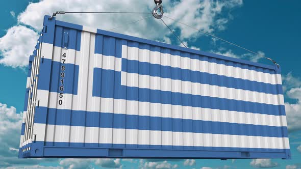 Container with Flag of Greece alt