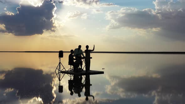 Gorgeous View on the Sunset at the Seaside Reflecting in the Water, 