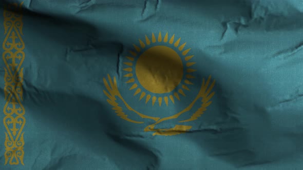 Kazakhstan Flag Textured Waving Background 4K