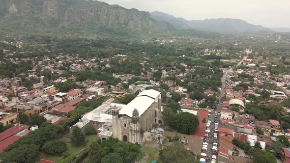 aerial Rotational view of Tepoztlan convent