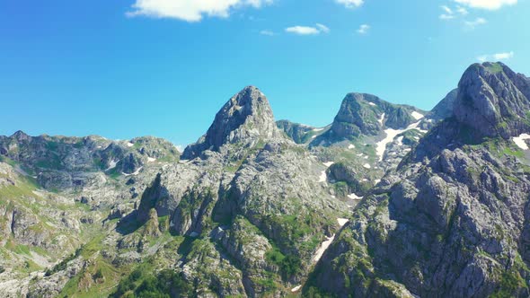 Aerial View Prokletije Mountains in Grebaje Valley Montenegro