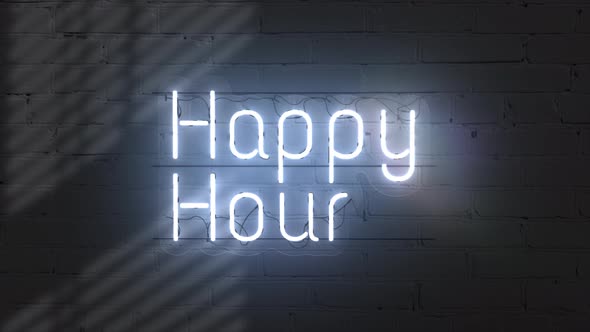 Neon Sign Text Background Word Happy Hour