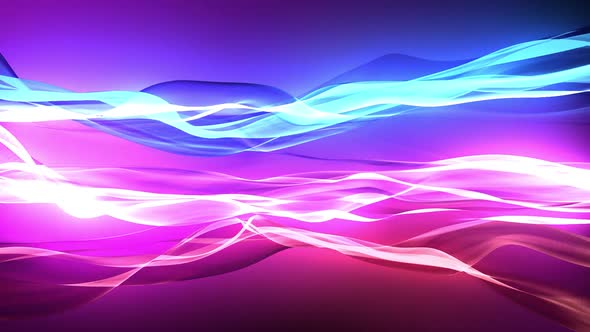 Glowing waves moving against purple background