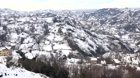 Snowy Hills Landscapeof Winter in Trabzon Turkey