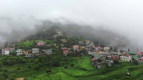  Aerial View  Of Mussoorie city, Uttarakhand, Indian City 4k