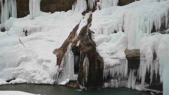 frozen beautiful waterfall in 4k resolution chegemsky waterfall gorge beautiful landscape