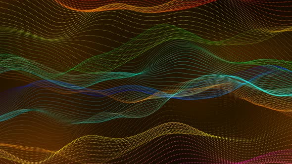 Amazing Colorful Digital Particle Line Wave Motion Animated Background