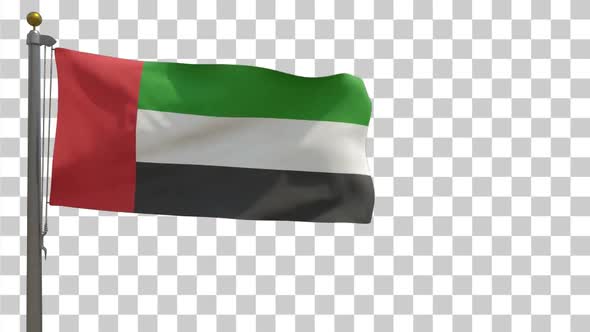 UAE Flag on Flagpole with Alpha Channel