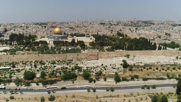 Aerial view of the Old City and a street