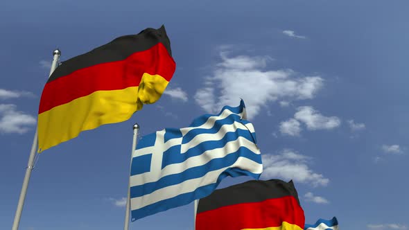 Many Flags of Greece and Germany