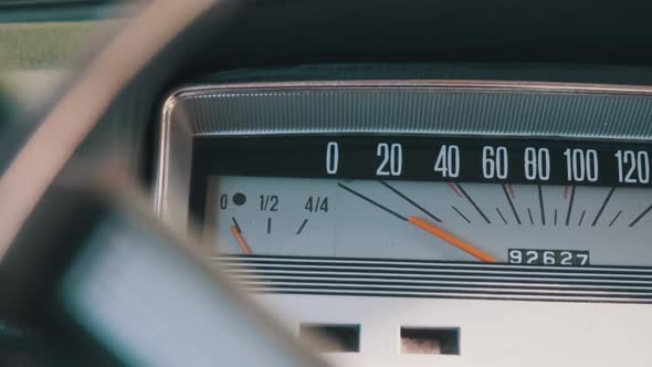 Car Retro Dashboard. Vintage Retro Speedometer and Instrument Panel of Old Car