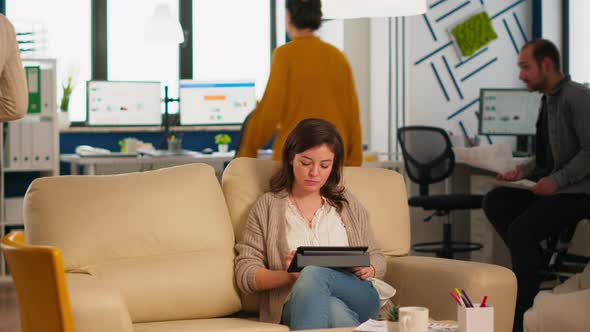 Diverse Employees Working in Modern Strat Up Office in Cozy Decor