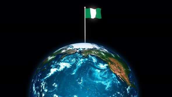 Nigeria Flying Flag Wave Animated On 3d Planet Earth