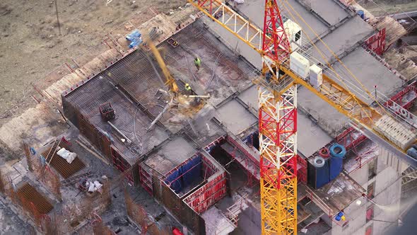 8K Concrete Pouring Slab During Concreting Floors of Buildings in Construction