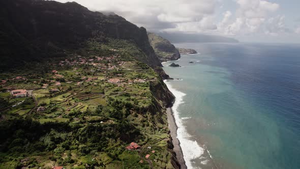 Small Village at Ocean Coast of Madeira Island