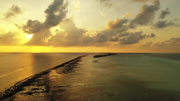 Aerial abstract of tropical coastline beach holiday by clear ocean with clean sandy background of a 