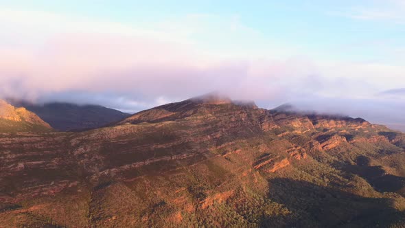 Sunrise drone footage at Wilpena Pound, Australia