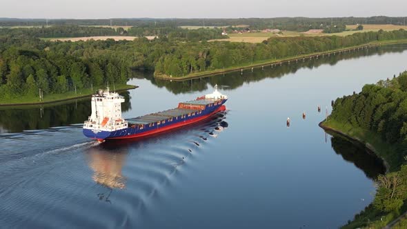 Ship sailing in Kiel Canal