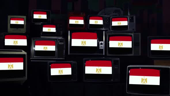 Flags of Egypt on Retro TVs.