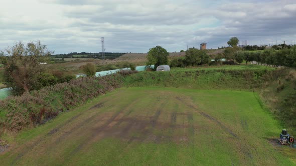 Aerial drone view of Irish countryside