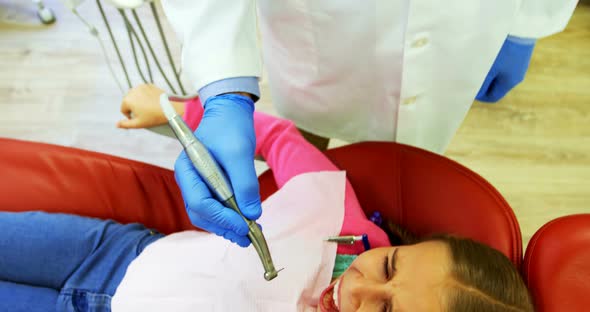 Young patient scared during a dental check-up