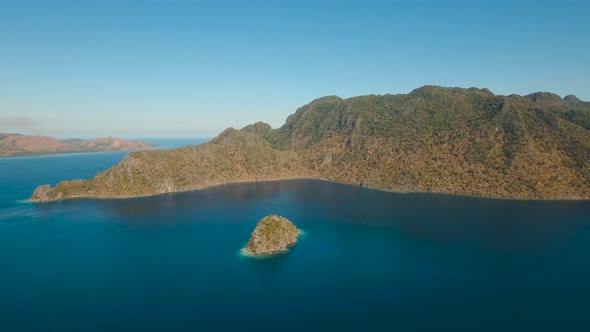 Aerial View Tropical Lagoon,sea, Beach. Tropical Island. Busuanga, Palawan, Philippines