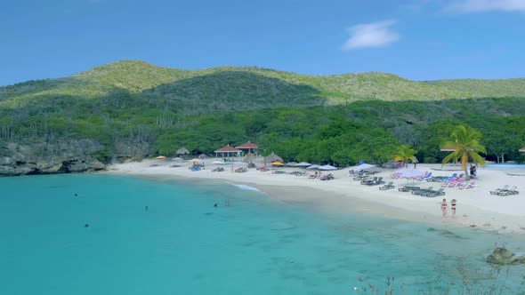 View of the White Beach Grote Knip Curacao Netherlands with a Blue Ocean Curacao Caribbean Island