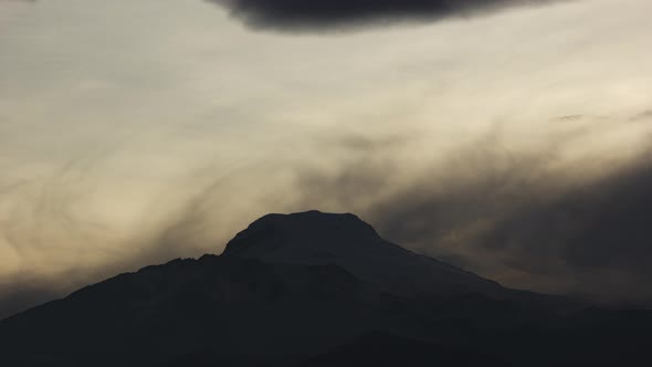 Cayambe, Ecuador, Timelapse - The Cayambe volcano during the sunrise with the sun
