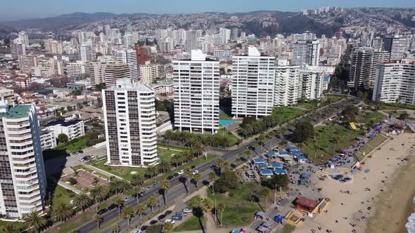 Aerial view of Viña del Mar. Big coastal city in Chile