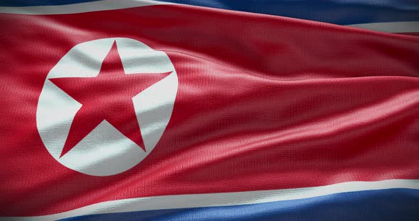 North Korea flag waving loop 4K