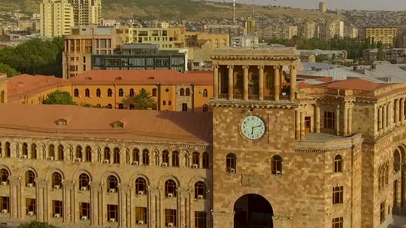 Government House in Republic Square, Yerevan Cityscape, Armenia Aerial View