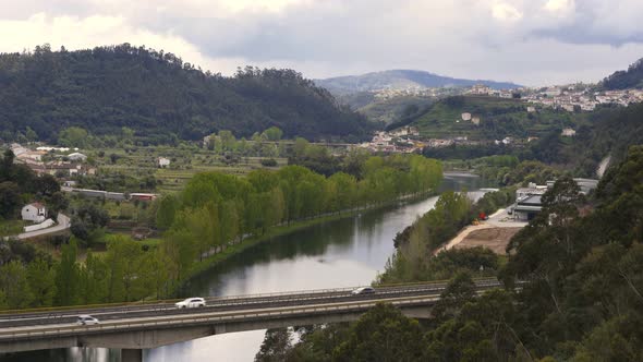 View of Penacova city from the mountain, Portugal